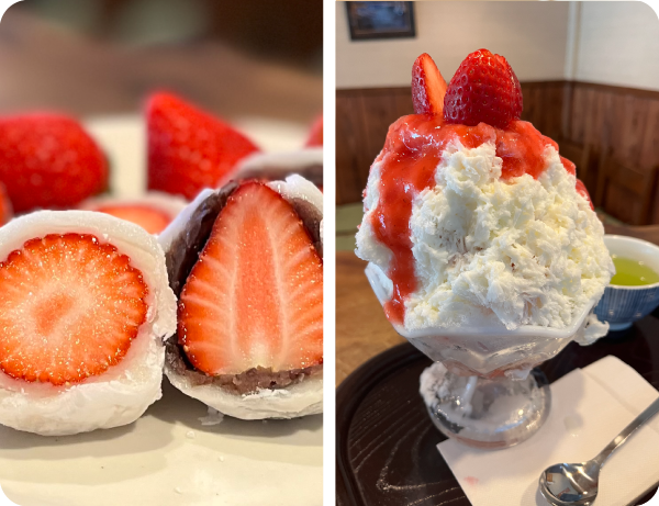 いちご大福/かき氷　生いちごみるくといちごパフェ